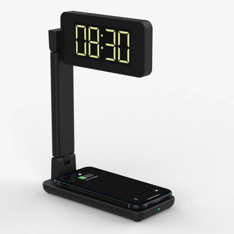 LED Desk Lamp Clock and Wireless Charging Etsy UK