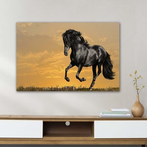 Tempered Glass Horse Wall Art: Vintage Farmhouse Print