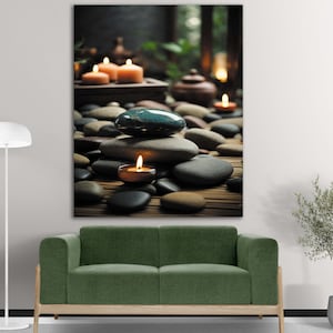 Zen Spa Stones Tempered Glass Wall Art: Modern Wall Decor