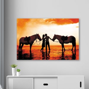 Tempered Glass Horse Wall Art: Vintage Farmhouse Print