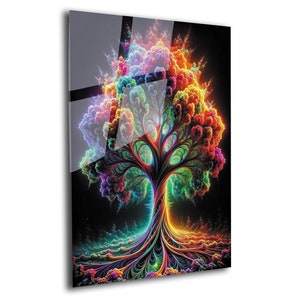 Tempered Glass Wall Art-Stained Wall Art -Life of Tree Wall Decor-Glass Printing -Large Wall Art-Wall Hangings-Stained Window Decor