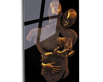 Thinking Man Tempered Glass Wall Art: Sculpture Home Decor