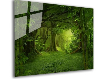 Tempered Glass Forest Wall Art: Extra Large Tree Nature Print