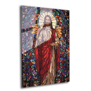 Jesus Tempered Glass Wall Art, Christ Wall Art, Jesus of Nazareth, Stained Glass Art, Glass Printing Wall Art Decor, Religious Wall Art Gift