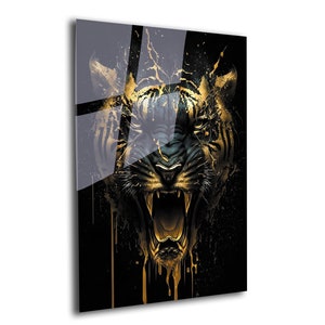 Black Panther Tempered Glass Wall Art: Extra Large Wild Cat Decor