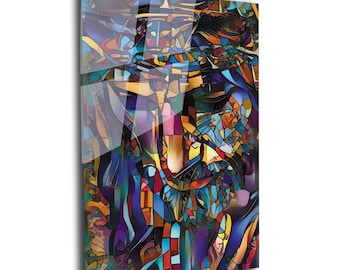 Jesus Stained Glass Tempered Glass Wall Art: Religious Gift