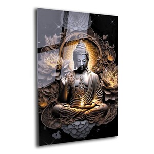 Tempered Glass Buddha Wall Art, Hindu Wall Art, Housewarming Gifts, Buddhism Wall Decor,Wall Hangings, Large Wall Art, Buddha Healing Decor