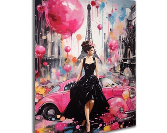Banksy Audrey Hepburn Graffiti Art: Paris Eiffel Tower Tempered Glass Print