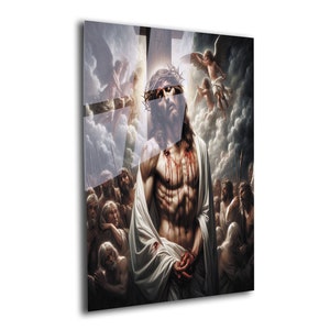 Jesus Tempered Glass Wall Art, Christ Wall Art, Jesus of Nazareth, Stained Glass Art, Glass Printing Wall Art Decor, Religious Wall Art Gift