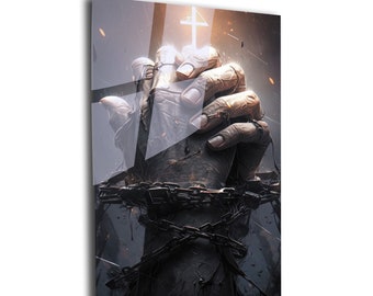 Jesus Tempered Glass Wall Art, Religious Gift