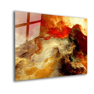 Tempered Glass Wall Art-Fractal Glass Wall Decor-Abstract Wall Art-Glass printing-Red Alcohol ink Art-Tempered glass art-Abstract decor
