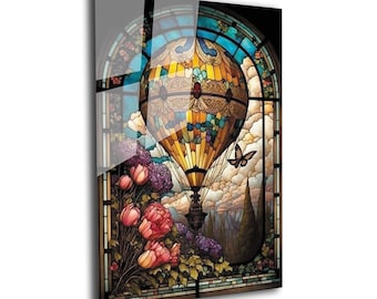 Heißluftballon-Wandkunst aus gehärtetem Glas: Bunte Wohnkultur