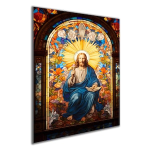 Jesus Stained Glass Art: Tempered Glass Wall Decor