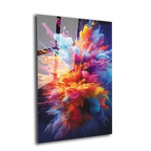 Abstract Glass Wall Art, Tempered Glass Colorful Wall Hanging, Modern Wall Decor, Glass Wall Art Large