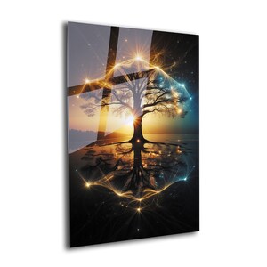 Tempered Glass Wall Art-Stained Wall Art -Life of Tree Wall Decor-Glass Printing -Large Wall Art-Wall Hangings-Stained Window Decor