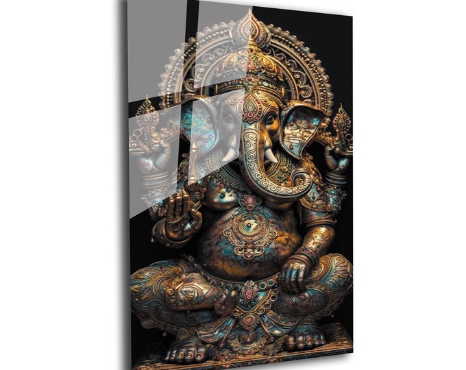 Tempered Glass Ganesh Wall Art, Ganesh Glass Wall Decor, Spiritual Wall ...
