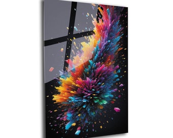 Abstract Tempered Glass Wall Art: Colorful Modern Decor