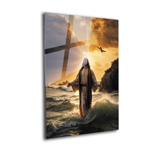 Jesus Tempered Glass Wall Art, Christ Wall Art, Jesus of Nazareth, Stained Glass Art, Glass Printing Wall Art Decor, Religious Wall Art Gift