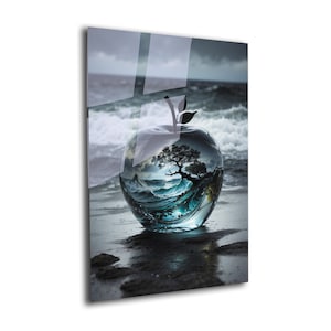 Tempered Glass Sea Wave Wall Art: Modern Coastal Decor