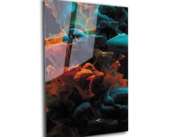 Abstract Tempered Glass Wall Art: Modern Colorful Hanging Decor