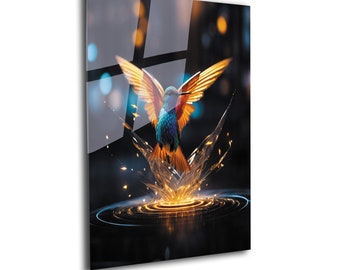 Hummingbird Tempered Glass Wall Art: Mega Size Panoramic Print