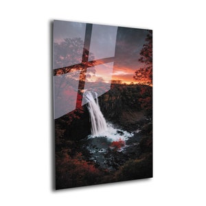 Glass Wall Art, Waterfall Wall Art, Tempered Glass Wall Art, Wall Hangings, Large Wall Art, Nature Wall Decor, Landscape Tempered Glass