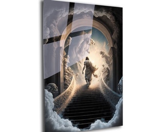 Jesus Tempered Glass Wall Art: Religious Stained Glass Decor