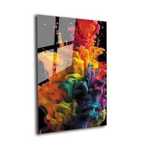 Abstract Glass Wall Art, Tempered Glass Colorful Wall Hanging, Modern Wall Decor, Glass Wall Art Large