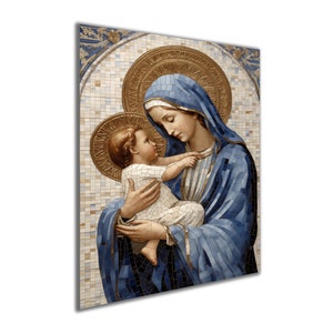 Original Virgin Mary Painting, Virgin Mary, Madonna and Child, Catholic Wall Art, Textured Art, Family Painting, Wall art, Catholic Painting