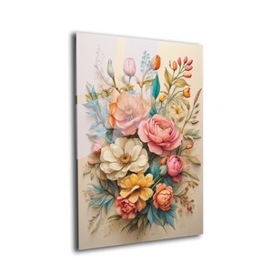 Floral Tempered Glass Wall Art: Abstract Flower Decor