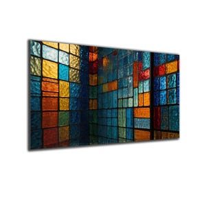 Tempered Glass Wall Art: &quot;Lumirock&quot; Abstract Fractal, Shatterproof