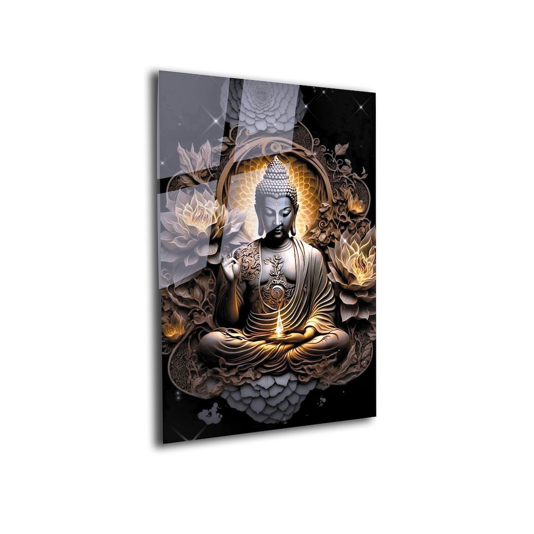 Tempered Glass Buddha Wall Art, Hindu Healing Decor - Etsy