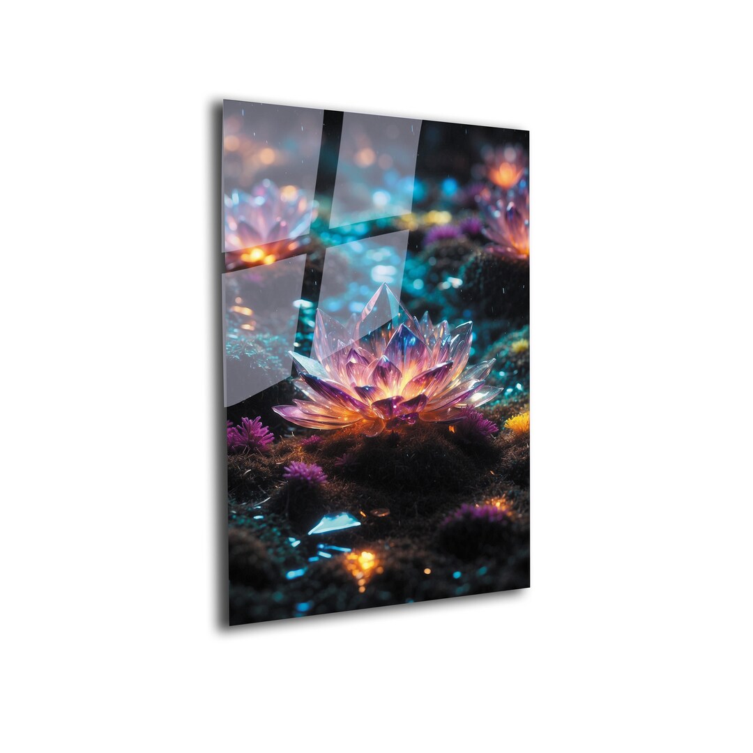 Lotus Flower Tempered Glass Wall Art: Modern Floral Print - Etsy