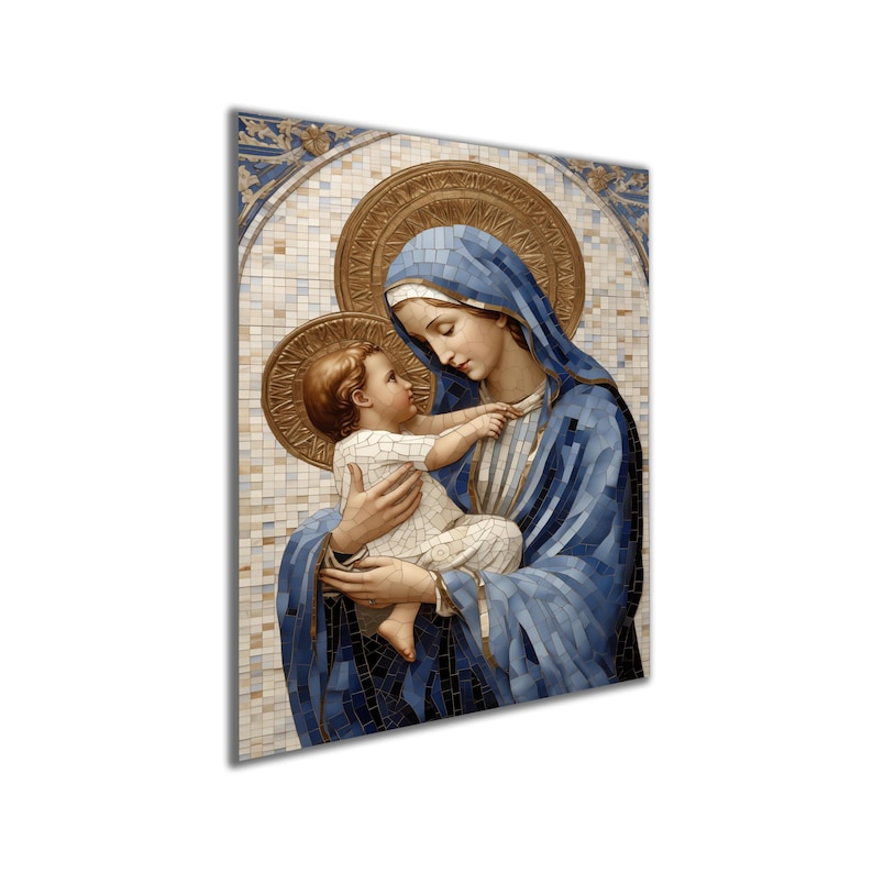 Original Virgin Mary Painting, Virgin Mary, Madonna and Child, Catholic Wall Art, Textured Art, Family Painting, Wall art, Catholic Painting