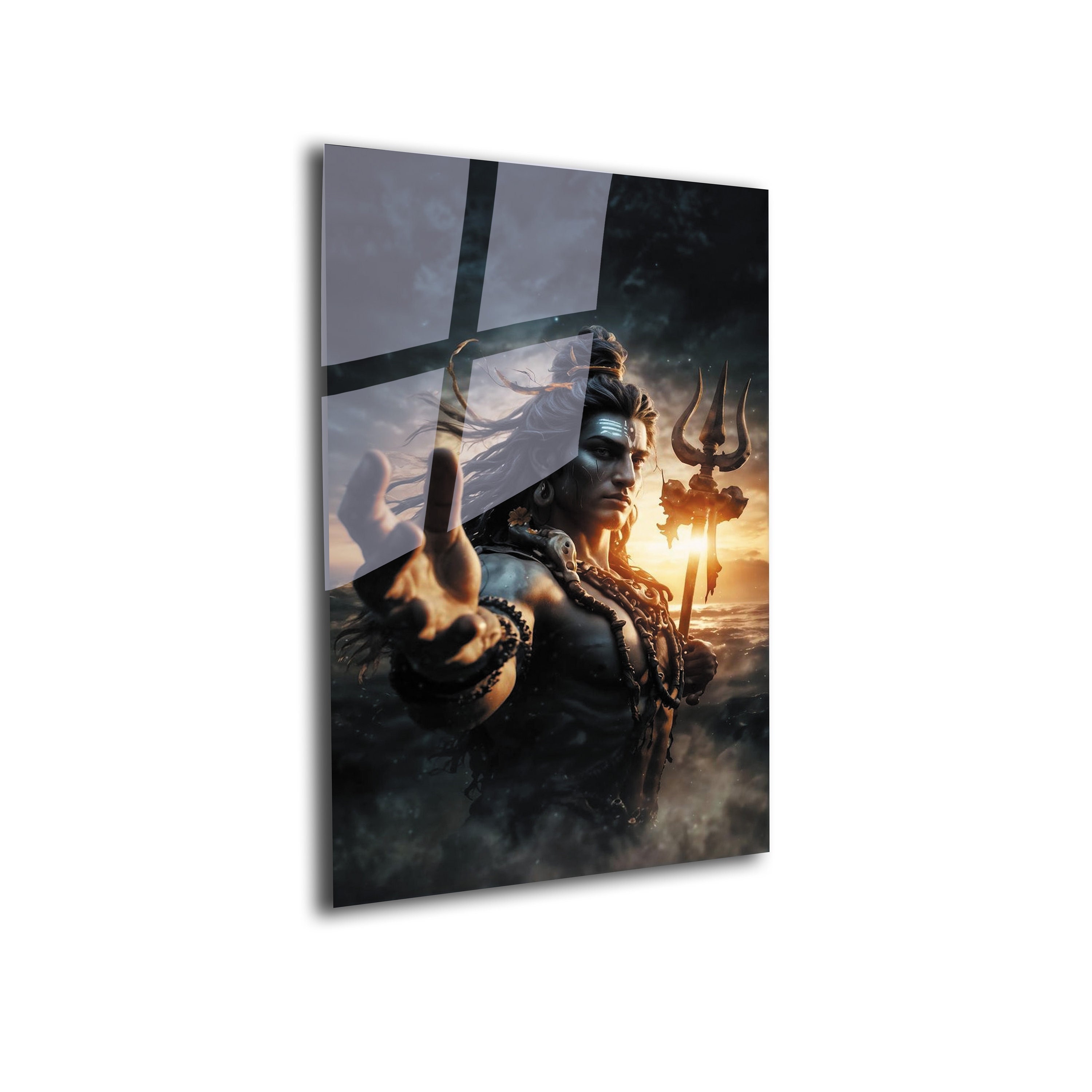 Shiva Tempered Glass Wall Art: Hinduism Home Decor