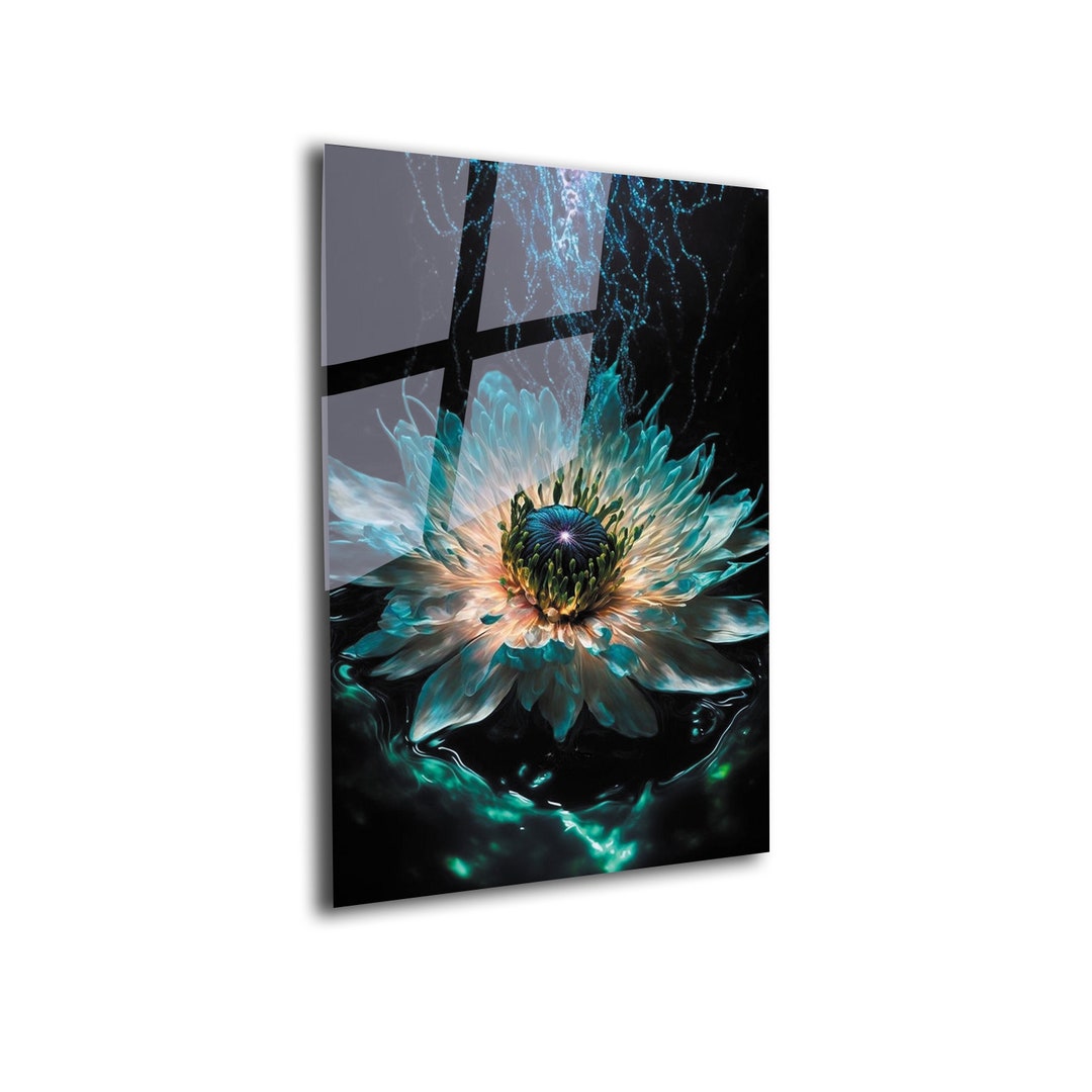 Lotus Flower Tempered Glass Wall Art: Modern Floral Print - Etsy