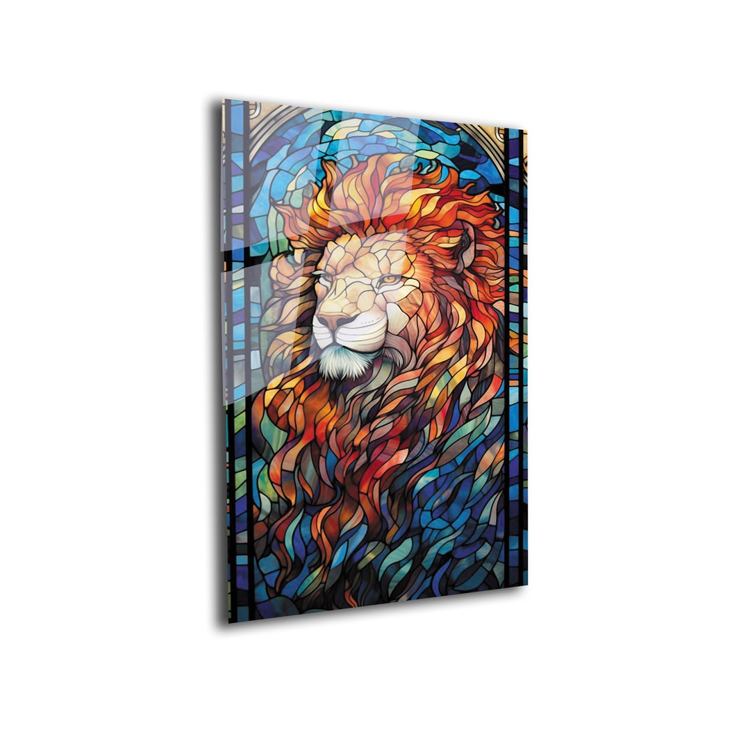 Tempered Glass Artlion Stained Wall Decorwall Hanginglion Etsy