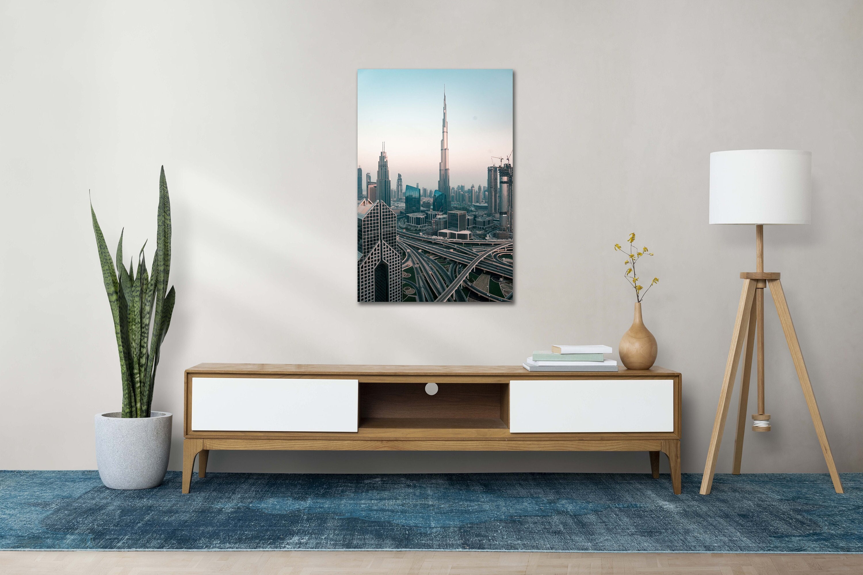 Dubai Cityscape Tempered Glass Wall Art: Night View