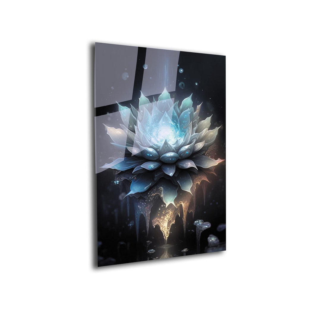 Lotus Flower Tempered Glass Wall Art, Vivid Colors, Modern Decor - Etsy