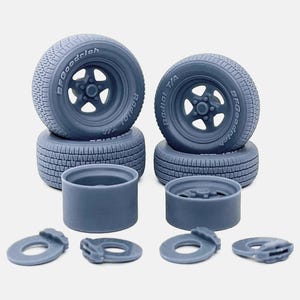 1/24 Resin 15 inch Weld Pro Star Wheels, BFGoodrich Radial T/A Tires, and Brakes, 1:24 Scale Model, Muscle Car, Classic