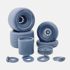 1/24 Resin 15x4 & 15x15 Sander 762 Wheels, Hoosier Tires, and Brakes, Drag Racing, Dragster, Race Car, 1:24 Scale Model