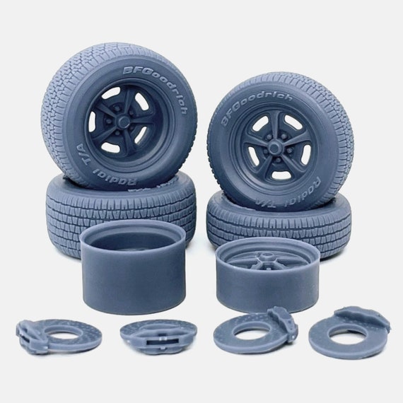 1 24 Resin 15 Inch Magnum 500 Wheels Bfgoodrich Radial T A and Brakes 1 24 Scale Model Staggered Wheel and Tires Muscle Car Etsy