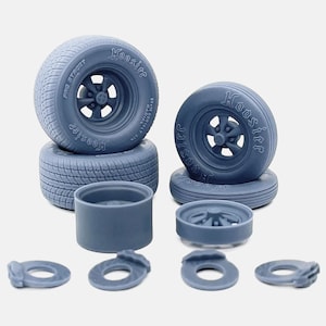 1/24 Resin 15x4 & 15x10 Cragar SS Wheels, Hoosier Tires, and Brakes, Drag Racing, Dragster, Race Car, 1:24 Scale Model