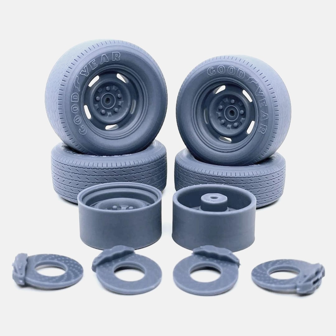 1/24 Resin 15 Inch GM Rallye Wheels, Goodyear Blue Streak G7 Tires, and ...