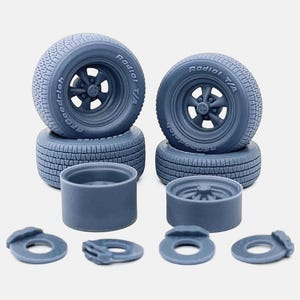 1/24 Resin 15 inch Cragar SS Wheels, BFGoodrich Radial T/A Tires, and Brakes, 1:24 Scale Model, Muscle Car, Classic