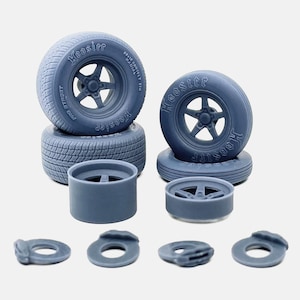 1/24 Resin 15x5 & 15x10 Weld S71 Wheels, Hoosier Tires, and Brakes, Drag Racing, Dragster, Race Car, 1:24 Scale Model
