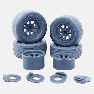 1/24 Resin 15 inch Minilite Wheels, Goodyear Polyglas GT Tires, w/ Brakes, 1:24 Scale Model, Classic Muscle Car, Miniature Model