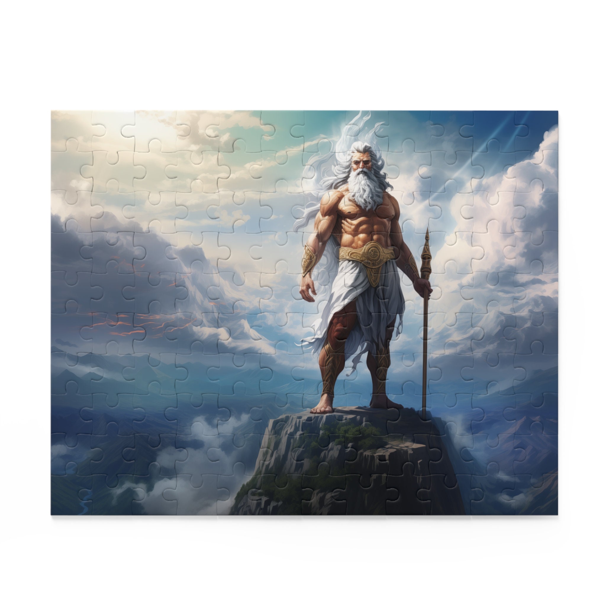 The Greek God of Lightning Zeus on Top of a Mountain on the Border