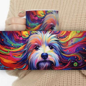 Bolognese Dog Coffee Mug 11oz Colorful Psychedelic Bolognese Dog Coffee Mug Vibrant and Colorful Dog Inspired Cup Coffee mug for Dog lovers