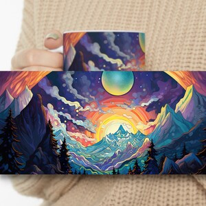 Mountain Coffee Mug gift Mountain People Who Like Coffee Mugs Outdoors Colorful Design Landscape Painting Coffee Mug Mountain Peak Mug Cup